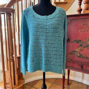 Eileen Fisher Raglan Sleeve Linen-Blend Sweater Women's Aqua Size M